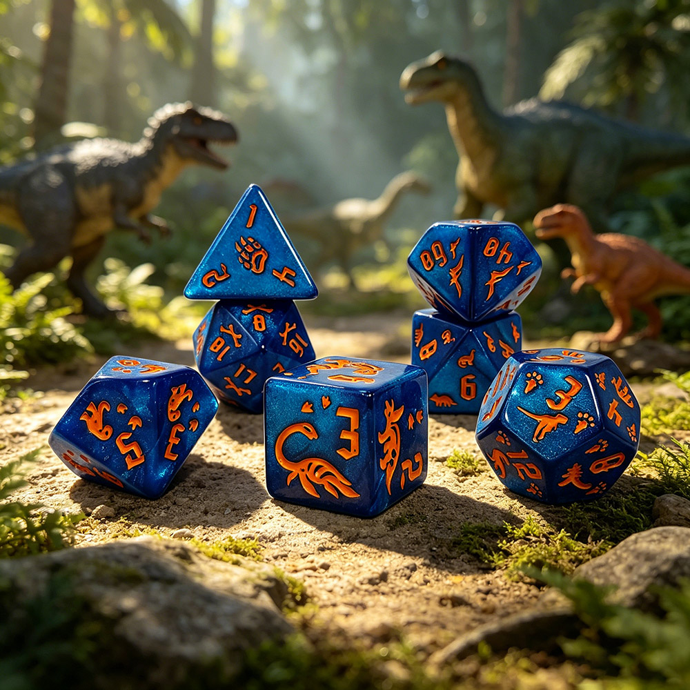 Board Game Pandemic - 7-częściowy zestaw kostek z motywem dinozaurów