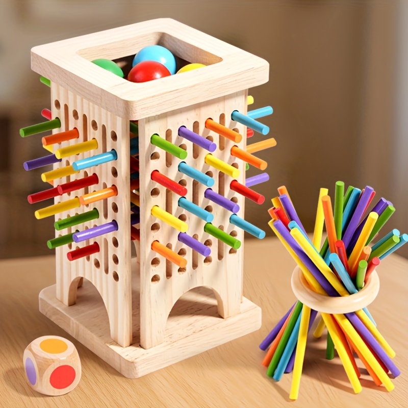 Board Game For Kids - Montessori Drewniane Gra Planszowa Kolorowe Patyczki